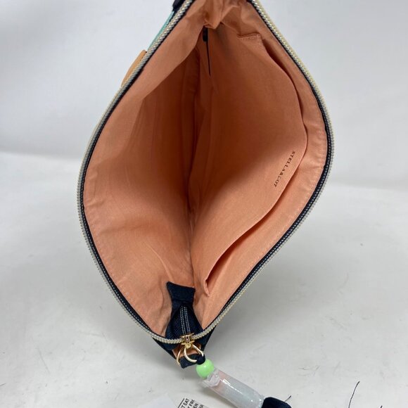 Stella & Dot Purse Beaded Embroidered Clutch Handbag Half Circle Dark Navy - Picture 7 of 8